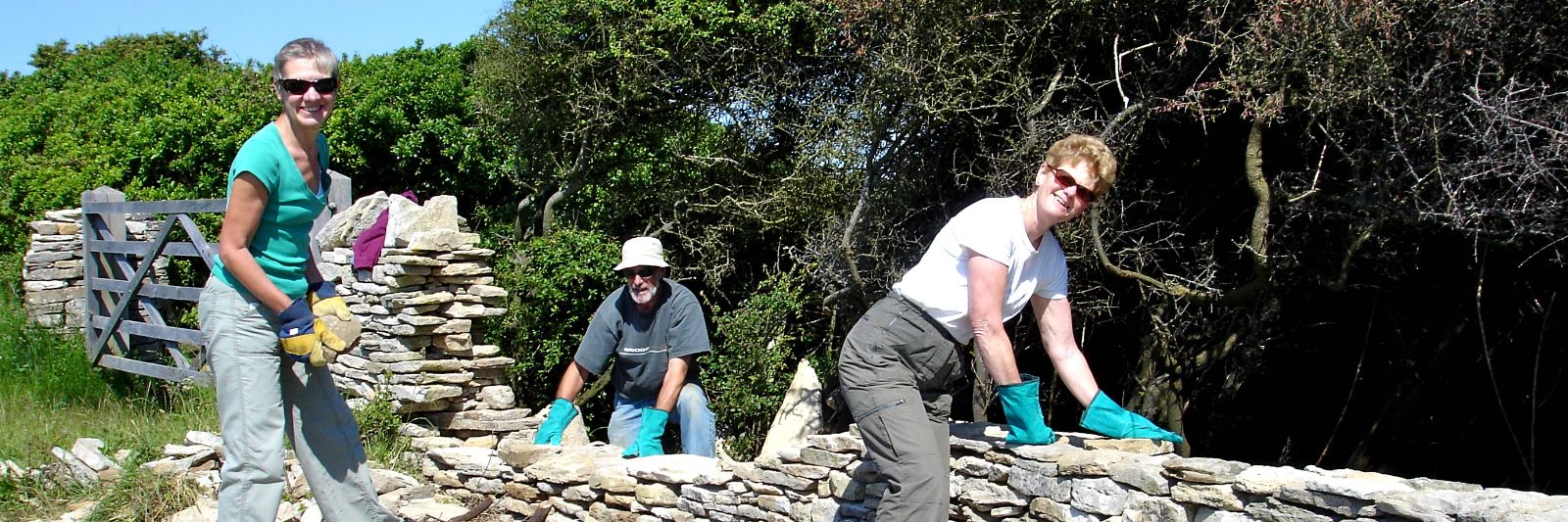 Friends on Durlston building wall