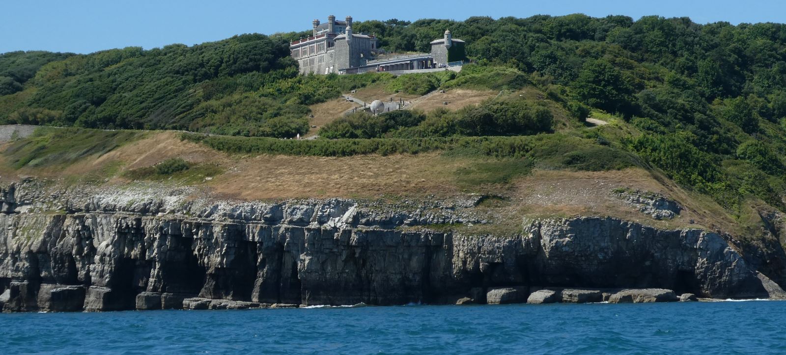 View of Durlston Castle from the sea