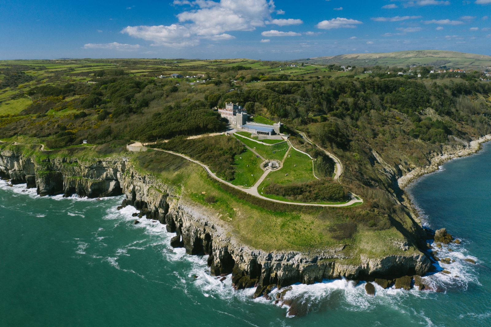 Aerial view of Durlston courtesy of Harbour Media and Visit Dorset